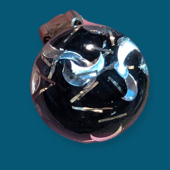 1960s Bewitching Glitter Lucite Clip-On Earrings ~ moons cabochon clear matrix - Picture 5 of 9